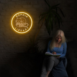 Custom Name Library Neon Sign, Bookworm Neon Sign Gift, Book Lover Gift, Library Decor, Book Club Decor, Librarian Gifts, Acotar Neon Sign