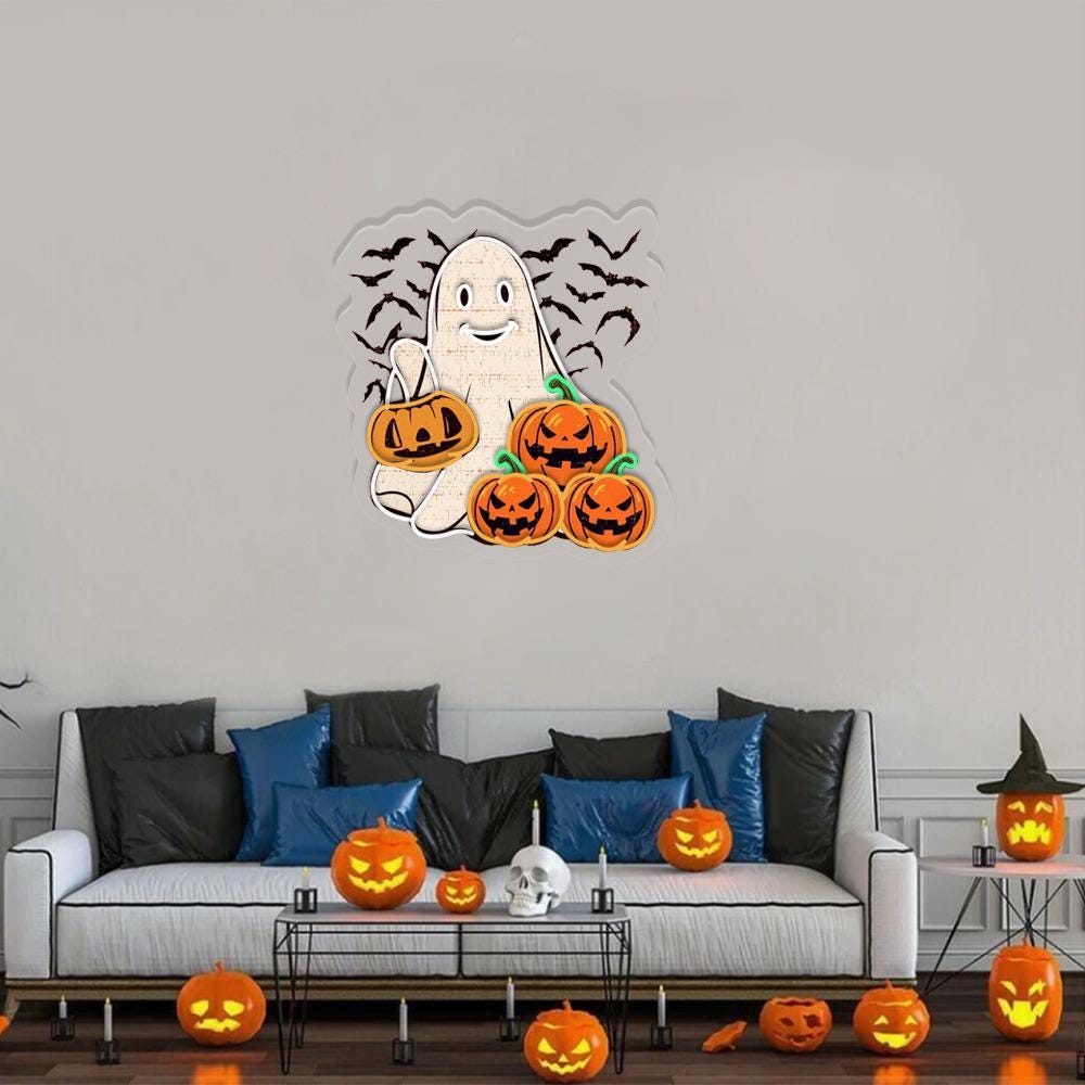 Ghost Halloween Neon Sign Gifts, Funny Spooky Neon Sign, Ghost Neon Led, Spooky Season Gifts, Halloween Party Neon Sign, Fall Ghost Neon