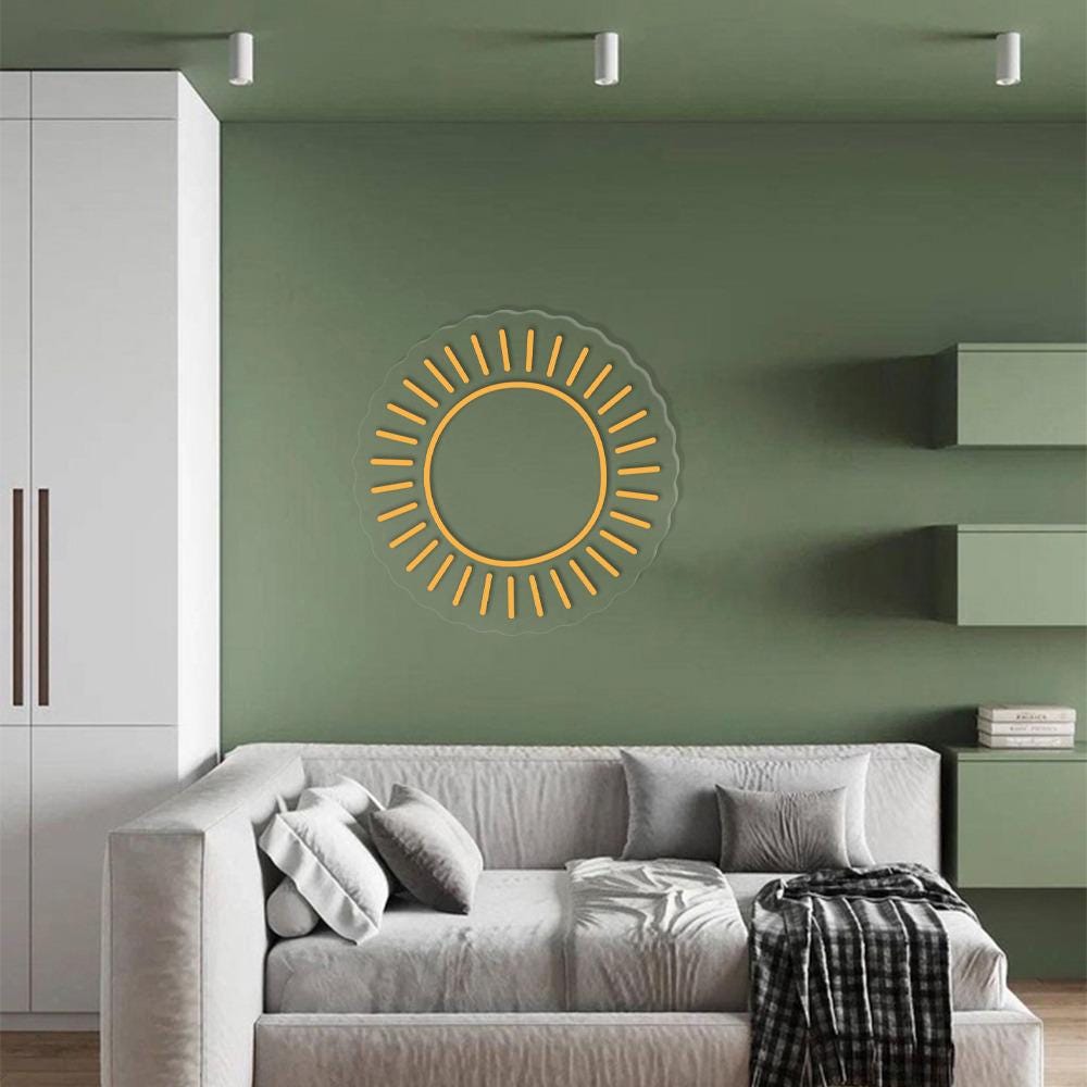 Modern Sunshine Neon, Boho Sun Neon, Neutral Sun,Mid Century Modern Wall, Abstract Sun Neon, Minimalist Sun, Gender Neutral, Bedroom Gifts
