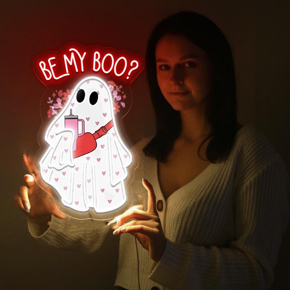 Be My Boo Neon Sign, Ghost Neon, Valentines Day Neon Sign, XOXO Neon, Women Valentines Day Neon Gifts, Heart Neon Sign, Happy Valentines