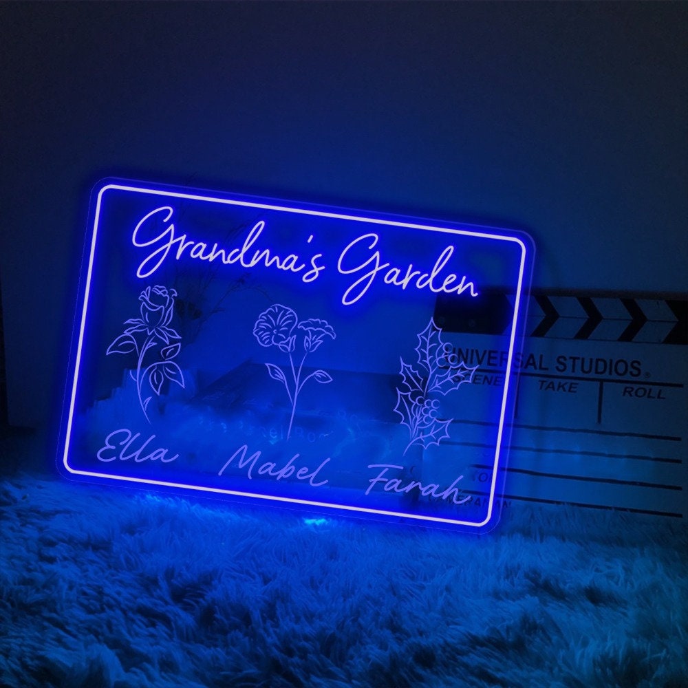 Personalized First Mom Now Grandma Neon Sign, Custom Grandma's Garden Birth Month Flower Neon Sign, Mothers Day Gift for Grandma NaNa Gift