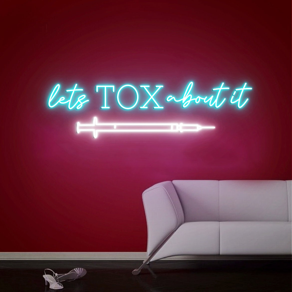 Lets TOX about it, Neon Lights Signs, Botox Sign, Botox Neon Sign, Med Spa Art Decorations, Medspa Décor, Plastic Surgery Office Art