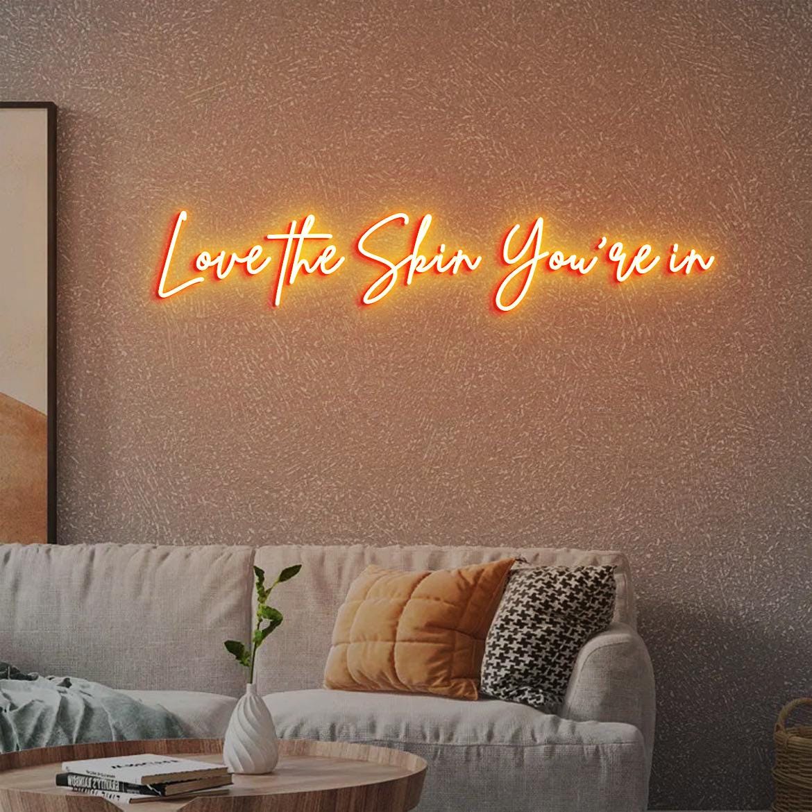 Love the skin you're in Neon Sign, Skincare Sign, Esthetician Decor, Skincare Salon Decor, Beauty Salon Decor, Beauty Skin Care