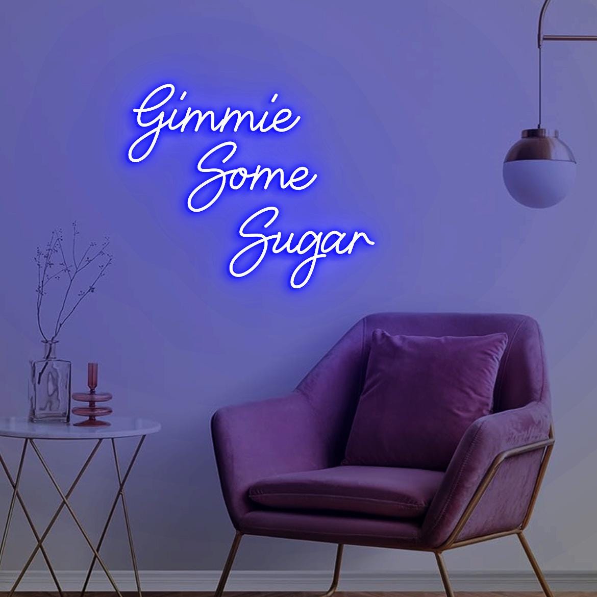 Custom Neon Sign Gimmie Some Sugar, Dessert Bar Wall Sign,Neon Light Sweets Shop Decor Idea, Candy Bar Shop Led Neon Sign