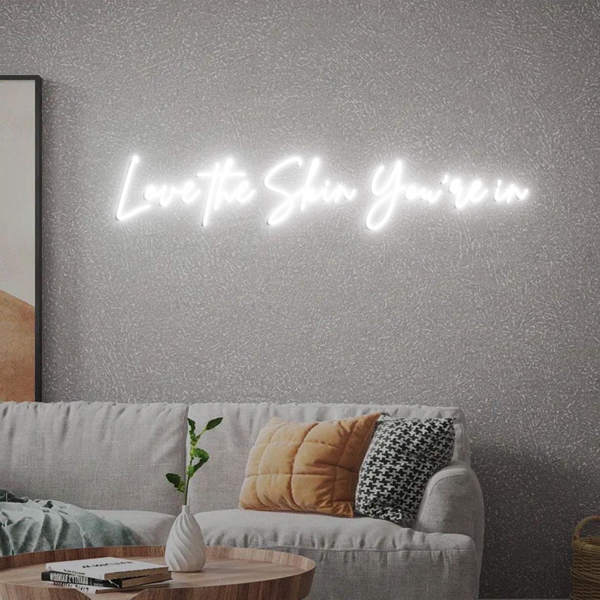 Love the skin you're in Neon Sign, Skincare Sign, Esthetician Decor, Skincare Salon Decor, Beauty Salon Decor, Beauty Skin Care
