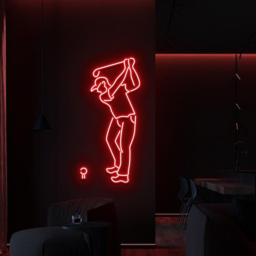 Golfer Line Art Neon Sign For The Ultimate Golf Lover, For The Bar, Home, Bedroom, Cafe, Restaurant, Office Living Room, Golfer Neon Gifts