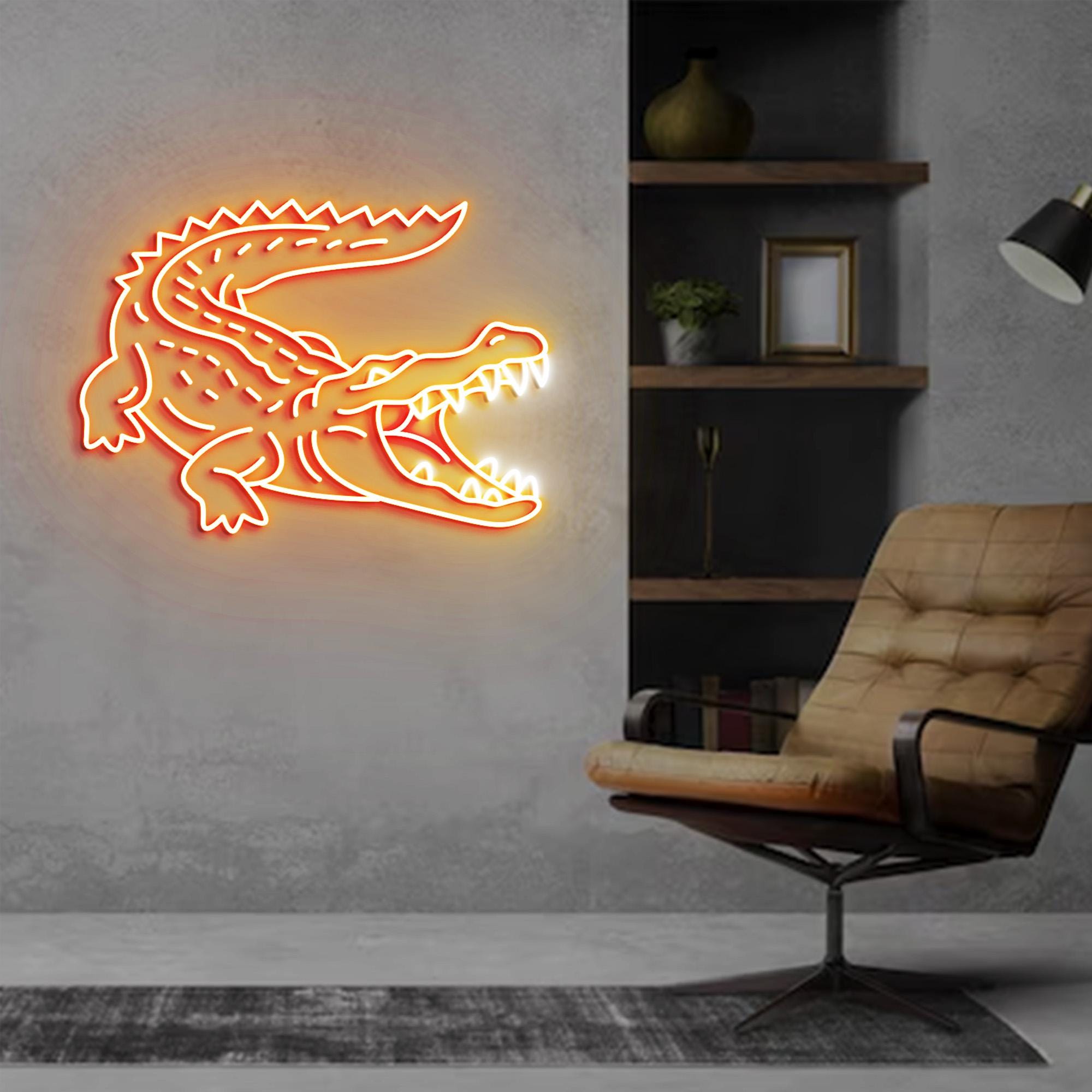 Crocodile Neon Sign, Crocodile Neon Sign Light Decor, Crocodile Bedroom Neon Sign, Alligator Led Neon Light, Crocodile Wall Art Decoration