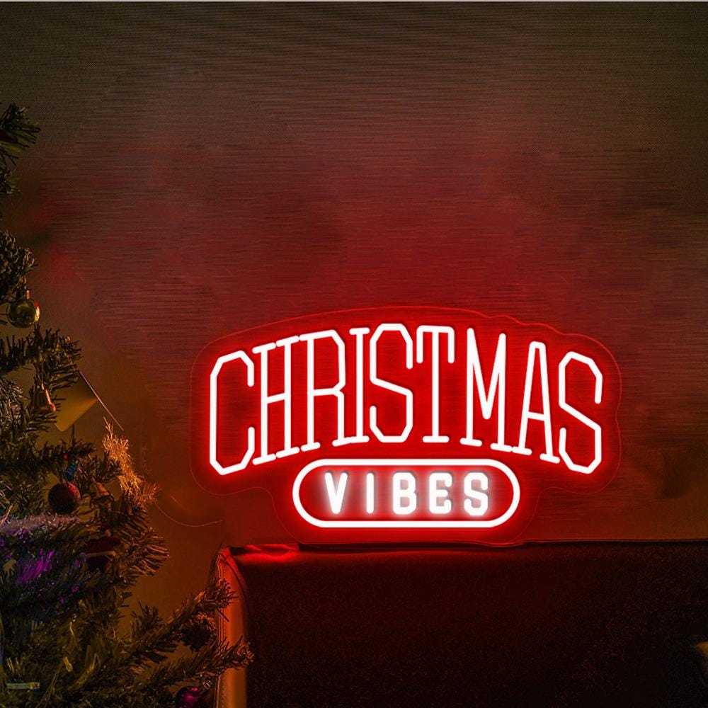 Christmas Vibes Neon Sign, Christmas Neon Decor Wall, Holiday Neon Sign, Cute Christmas Nepn Led, Christmas Neon Sign Gifts