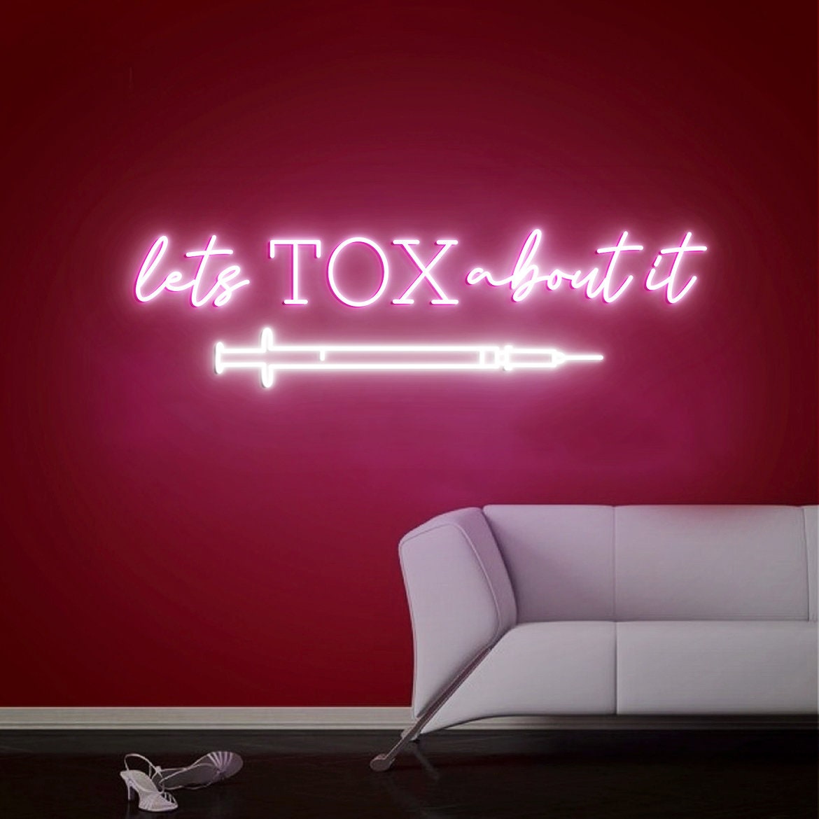 Lets TOX about it, Neon Lights Signs, Botox Sign, Botox Neon Sign, Med Spa Art Decorations, Medspa Décor, Plastic Surgery Office Art