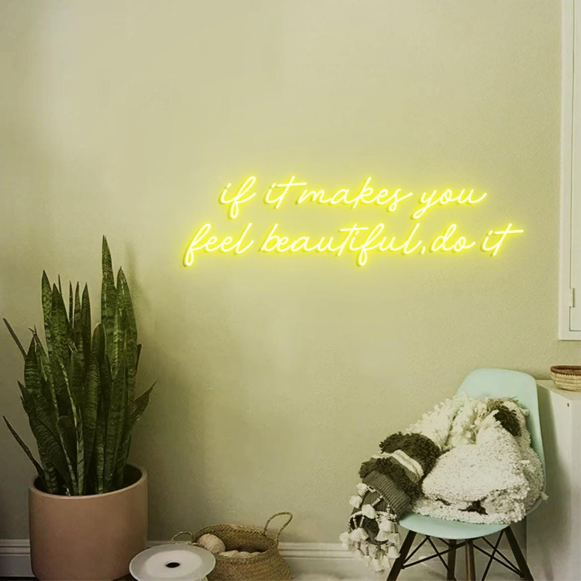 Neon Sign If it Makes you Feel Beautiful Do it, Glam Beauty Salon Wall Art, Modern Salon Wall Decor Idea, Salon Vibes Decor Neon Light