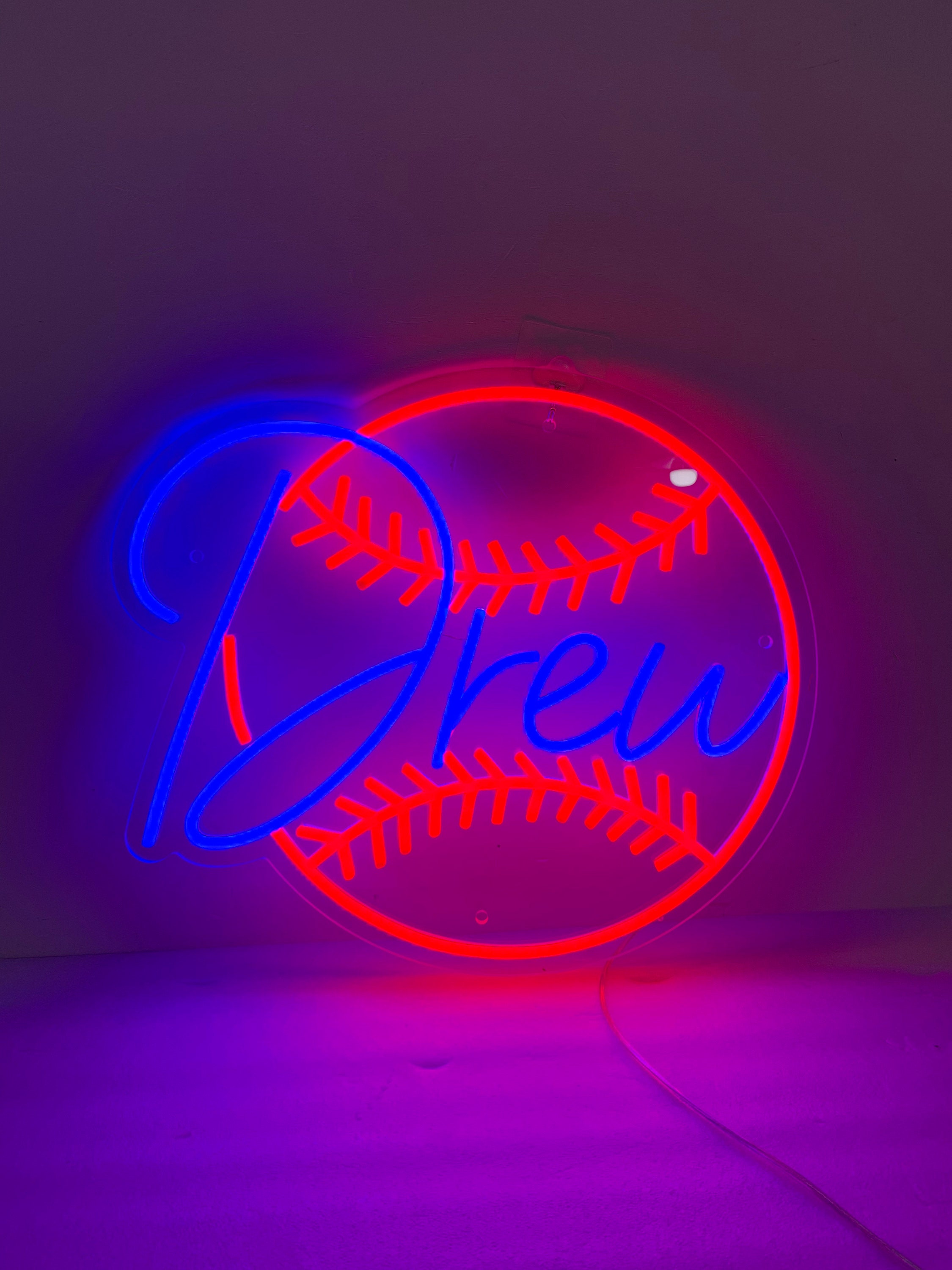 Custom Neon Sign Baseball, Personalized Baseball Name Sign, Boys Baseball Room Wall Decoration, Baseball Gift for Boys
