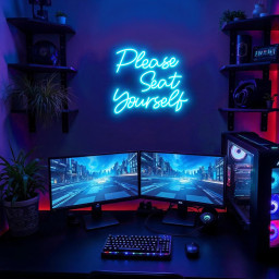 Please Seat Yourself Neon Sign - Funny Restroom LED Neon Light, Bathroom Wall Hanging, Restaurant Decoration Cafe Shop Sign Office Bathroom