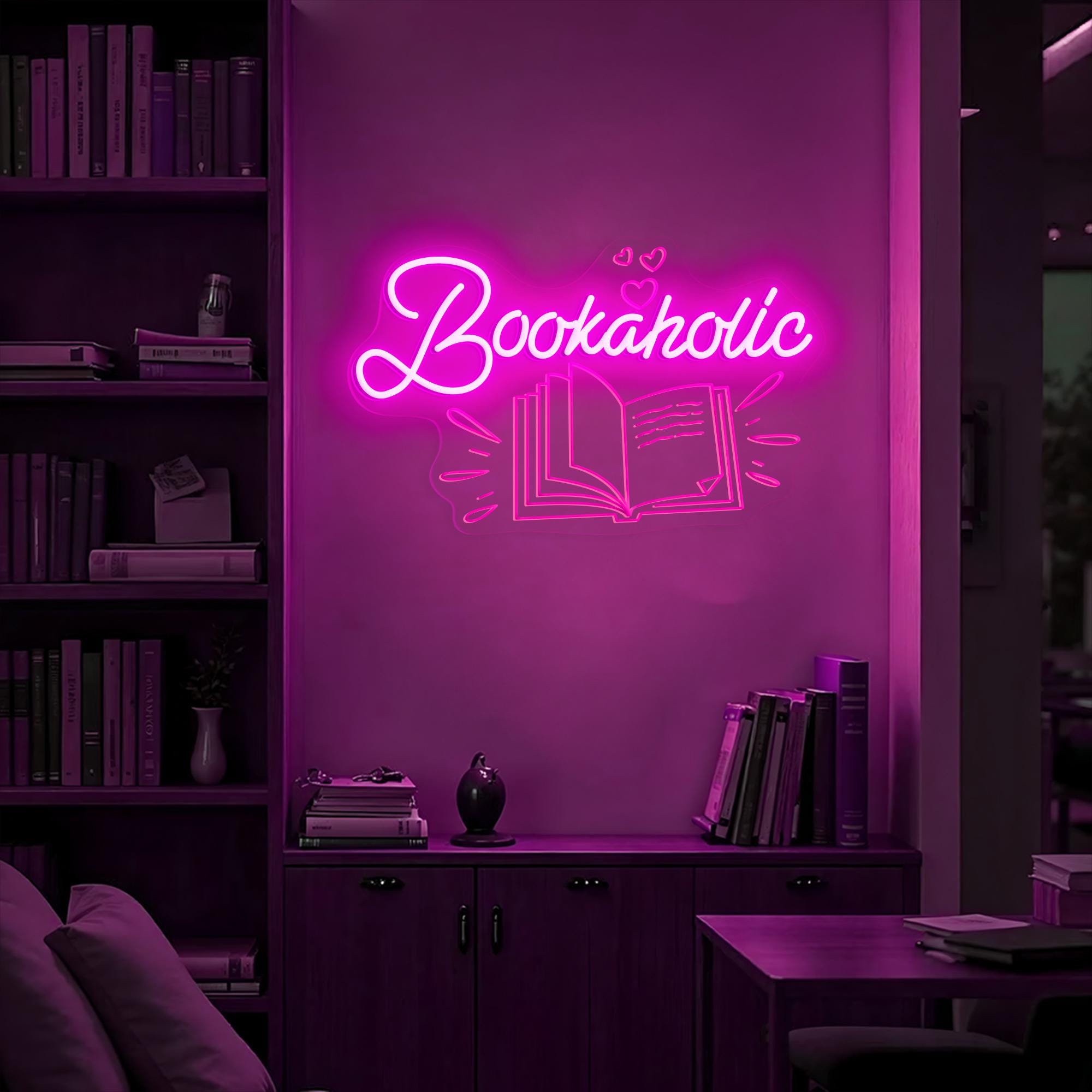 Bookaholic Neon Sign Books Neon Signs Reading Neon Light Librarian Neon Sign Book Sign Book Lover Neon Sign Librarian Gift Teacher Neon Sign