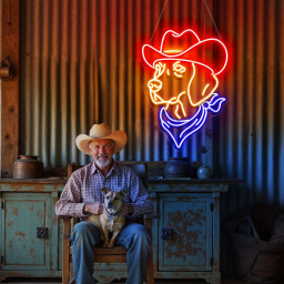 Cowboy Dog Neon Sign Custom Beagle Dog Neon Light Western Style Decor for Dog Lover Gift for Farmhouse Decor for Dog Grooming Salon Decor
