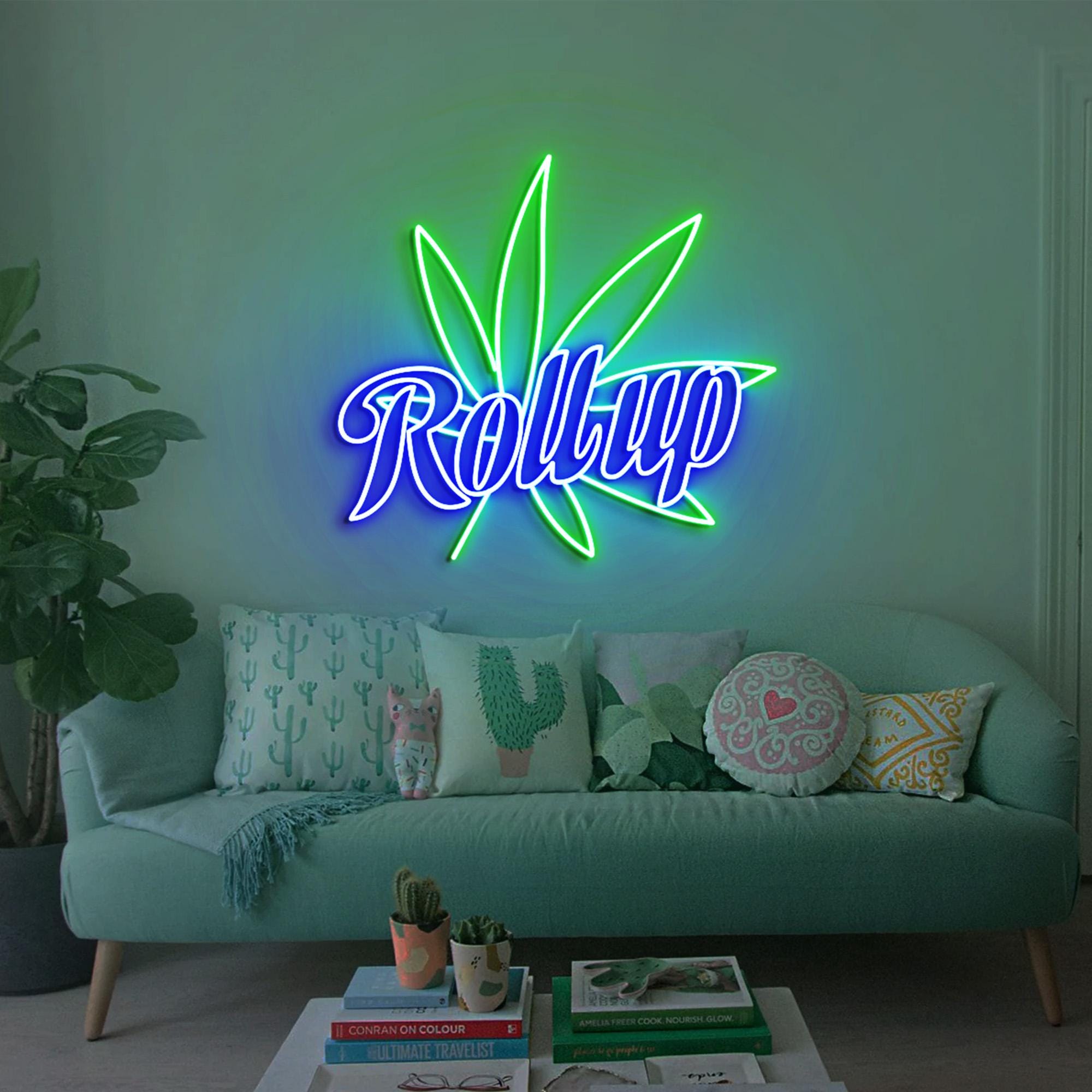 Roll Up Weed Neon Light, Marijuana Leaf Neon Sign Light Decor, Smoke Shop Led Light, Marijuana Smoker Gift, Roll Up Weed House Wall Decor
