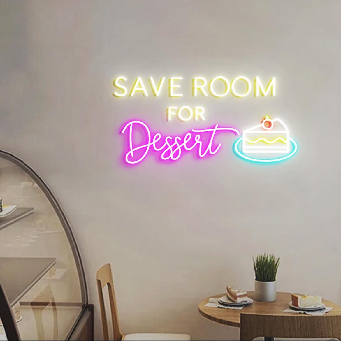 Save Room for Dessert Neon Sign, Dessert Cake Wall Decor, Cake Bake Shop Wall Light, Bake Shop Dessert Sign, Décor Ideas for Cake Shops