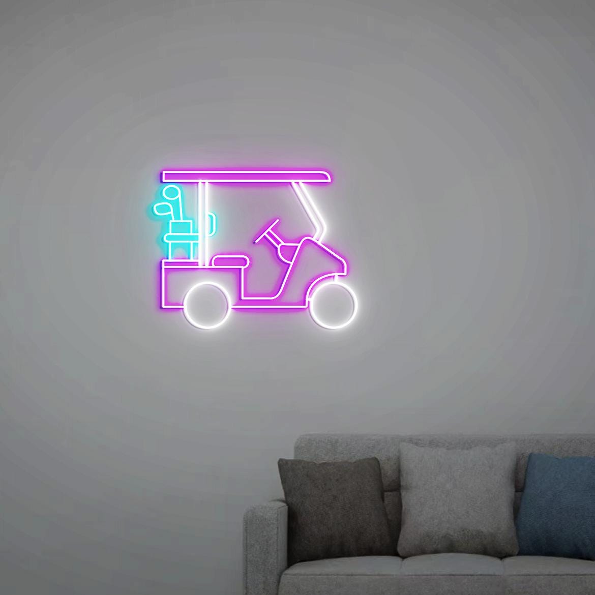 Golf Cart Neon Sign, Personalized Golf Cart Sign, Golf Art for Home Office Wall Decorations, Golfer Gift, Gift for Golf Lovers, Golf Sign