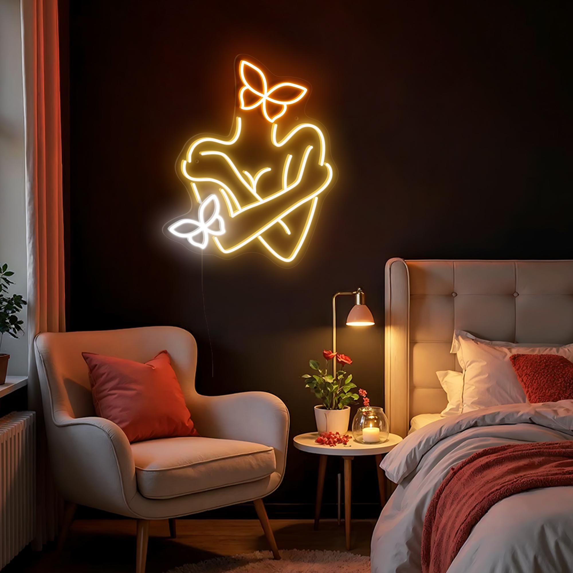 Butterfly Goddess Neon Light Sign Valentine Gift Nail Salon Decor Spa Decor Unique Personalized Gift for Mother Day Bedroom Decor Dorm Decor
