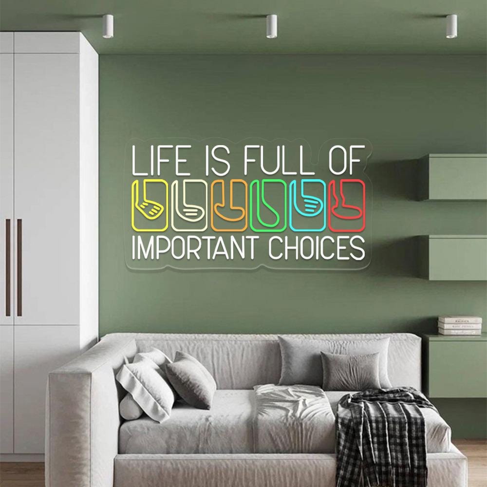 Life Is Full Of Important Choices Neon, Course Funny Humor Joke, Sports Golf, Golf Lover Neon, Golfing Club, Golf Lover Gift, Golf Neon Sign