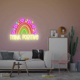 Think Positive Sign, Mental Health Sign, Neon Sign Office Wall Decor, Positive Thinking, positive Affirmations