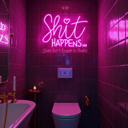Shit Happens Bathroom Neon Sign, Shit Happens Neon Sign, Fun Bathroom Decor Sign, Flush the Toilet Sign, Toilet LED Sign, Bathroom Sign