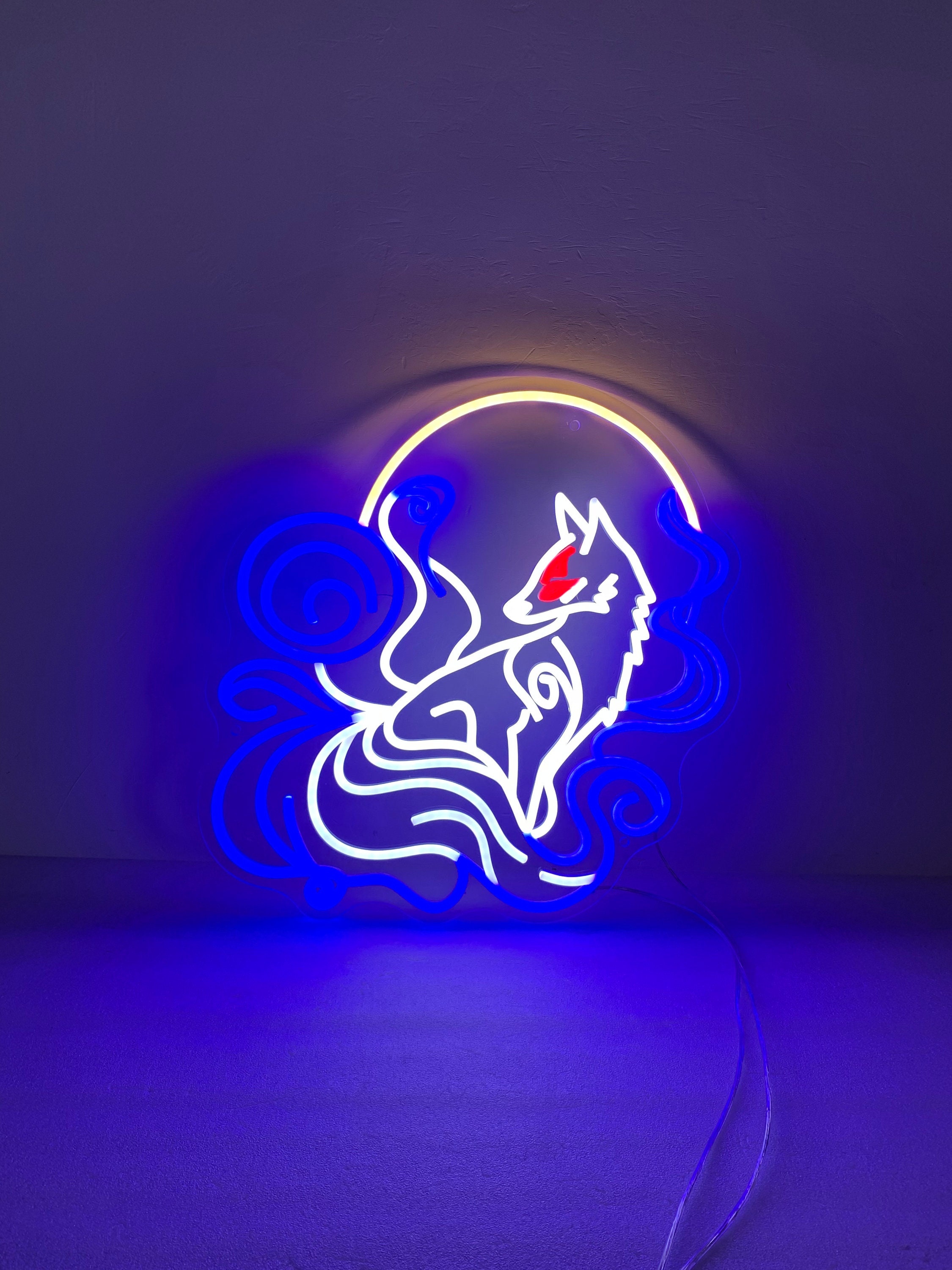 Nine Tailed Fox Neon Sign, Kitsune fox Art Light Decor, Custom Anime Neon Sign, Bedroom Fox Neon Lights, Anime Nine Tailed Fox Wall Art