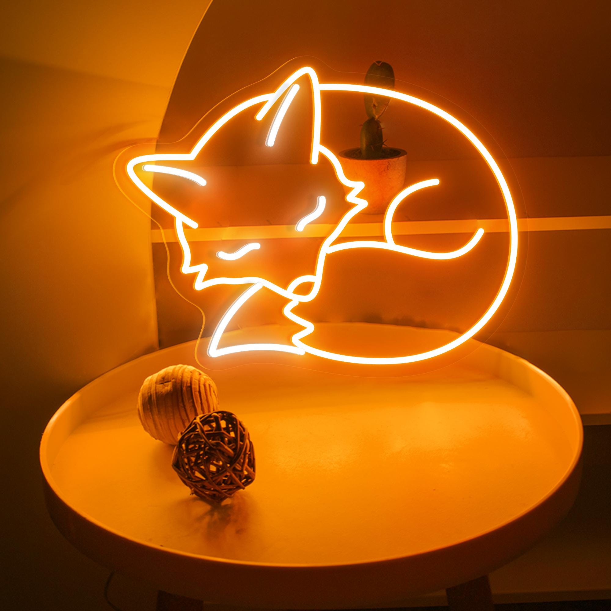 Sleeping Fox Neon Sign Cozy Animal LED Light, Aesthetic Woodland Decor, Cute Night Lamp, Soft Glow Wall Art, Gift for Nature Lovers