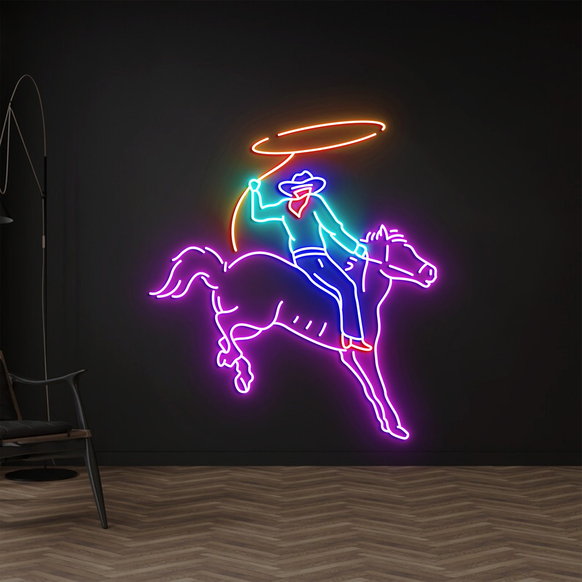 Custom Rodeo Neon Light, Neon Sign Light Decor, Cowboy Rides Horse Neon Light, Bedroom Neon Lights, Horse Led Light, Wall Decoration