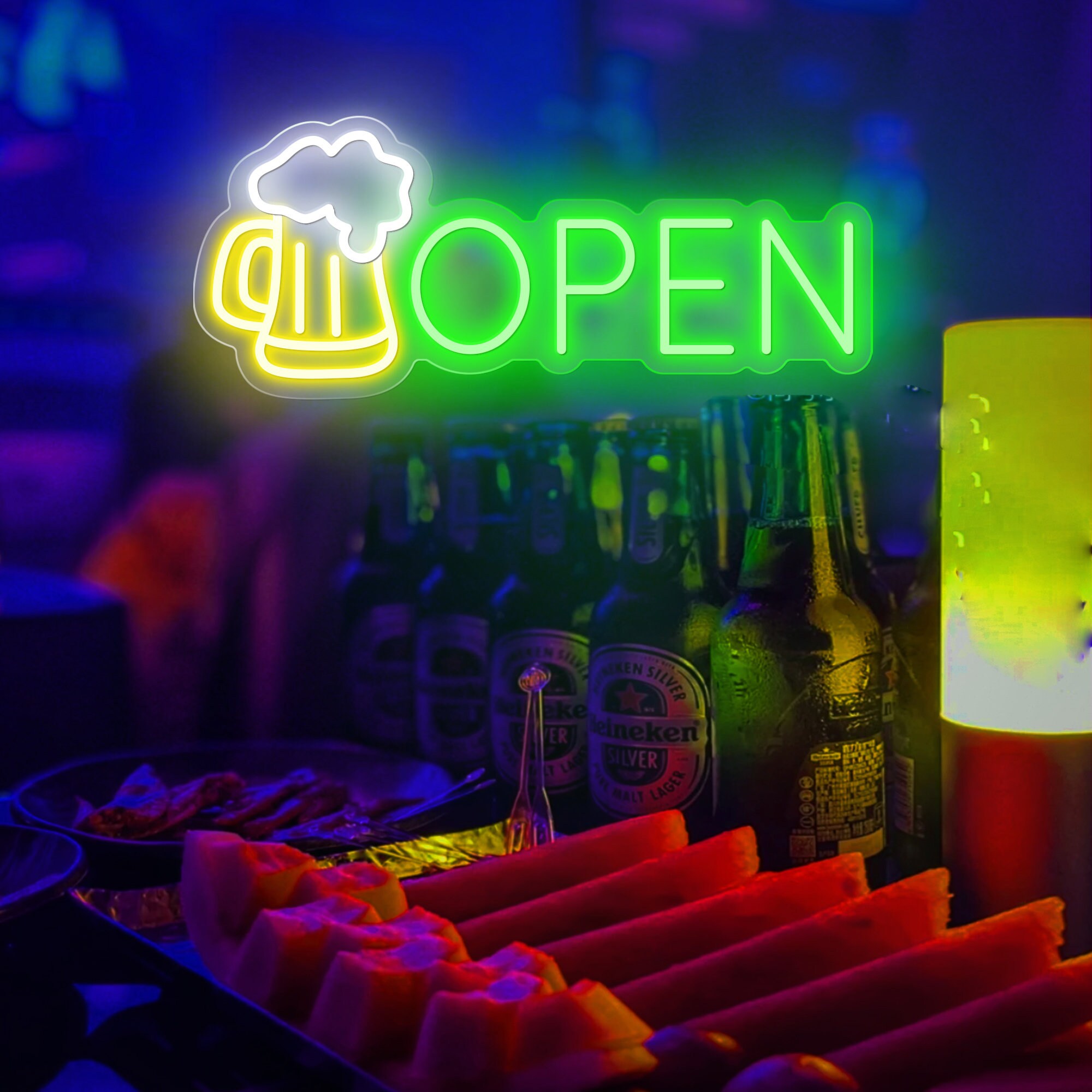 OPEN Sign Neon Wall Decor Modern Led Product | Adjustable Brightness Business Sign | Neon Open Sign | Neon Lights for Bar Salon Stores Hotel