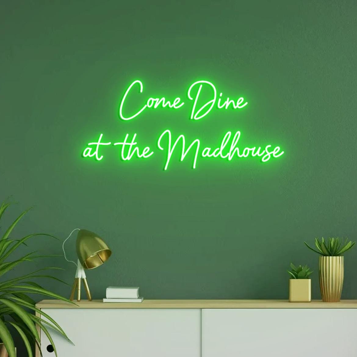Come Dine At the Madhouse Neon Sign, Madhouse Sign, Neon Sign Dining Room Decor, Funny Signs for Dine Room Wall, Madhouse Wall Decor