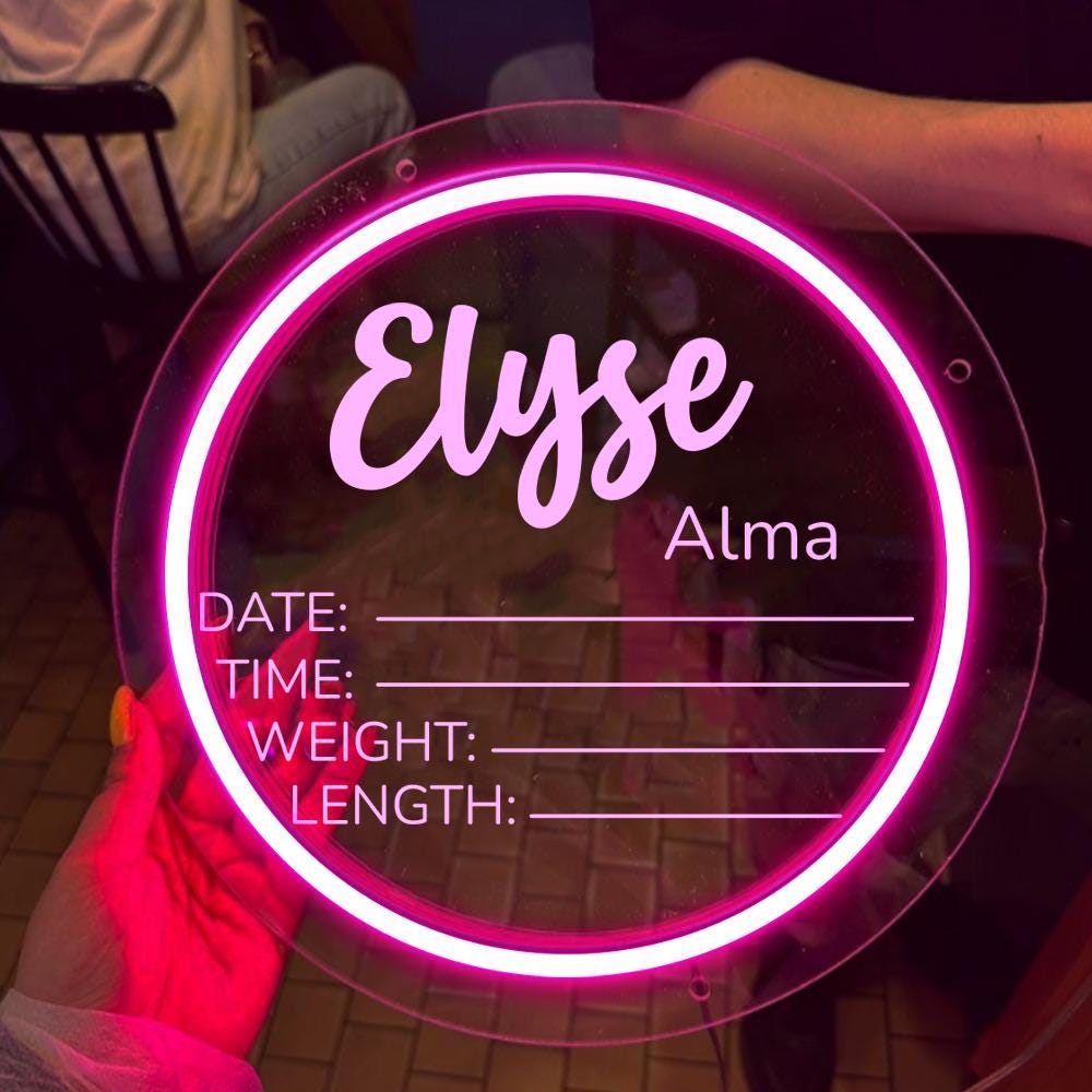 Custom Baby Arrival Announcement Neon, Baby Name With Birth Stats, Baby Name Reveal, Personalized Baby Announcement Neon, Neon for Hospital