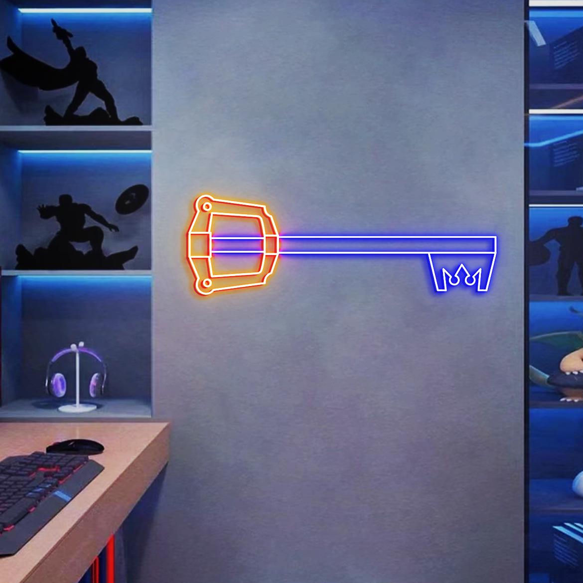 Kingdom Hearts Keyblade Neon Sign, Keyblade Shaped Neon Light Fan Gifts, keyblade for Game Room Wall, keyblade Gift