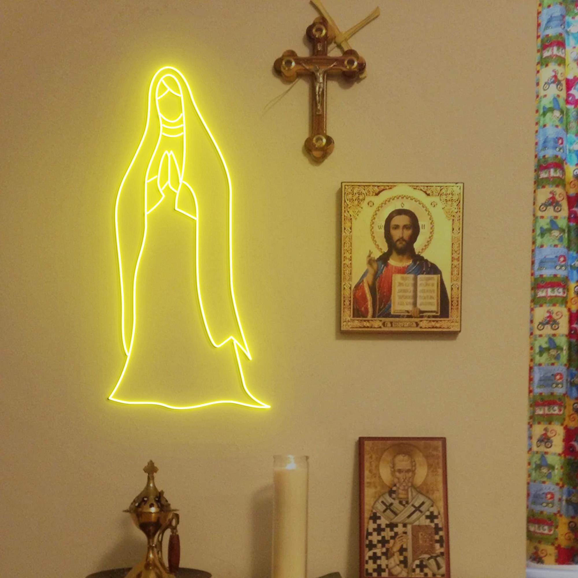 Virgin Mary Neon Light, Madonna Neon Sign Light Decor, Virgin Neon Sign, Ecclesia Neon Light, Religious Faith Neon Sign, Ecclesia Wall Decor
