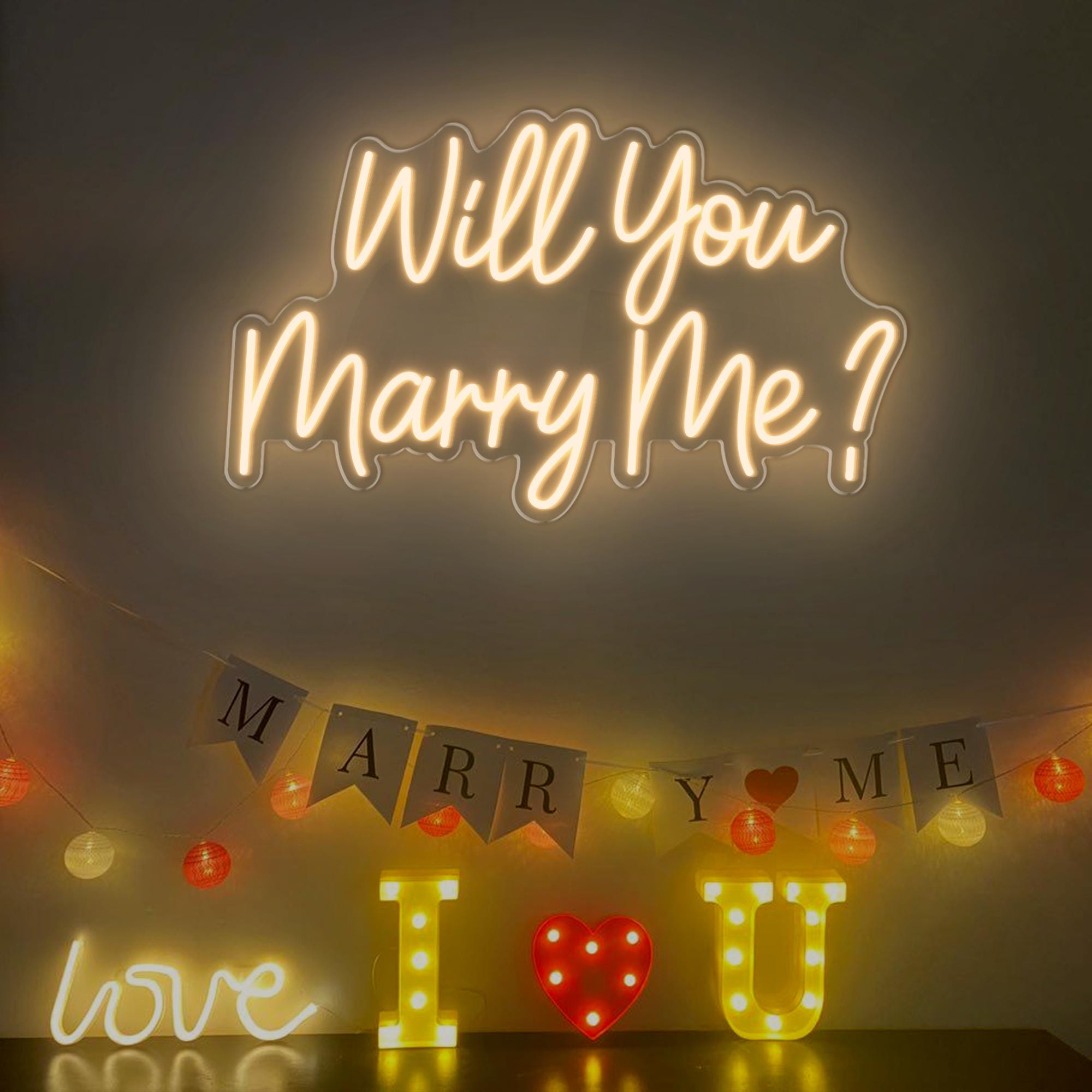 Will You Marry Me Neon Sign,Personalized Neon Sign Custom,Valentines Day Gifts,Will You Marry Me? LED Neon Sign,Wedding Party Neon Decor