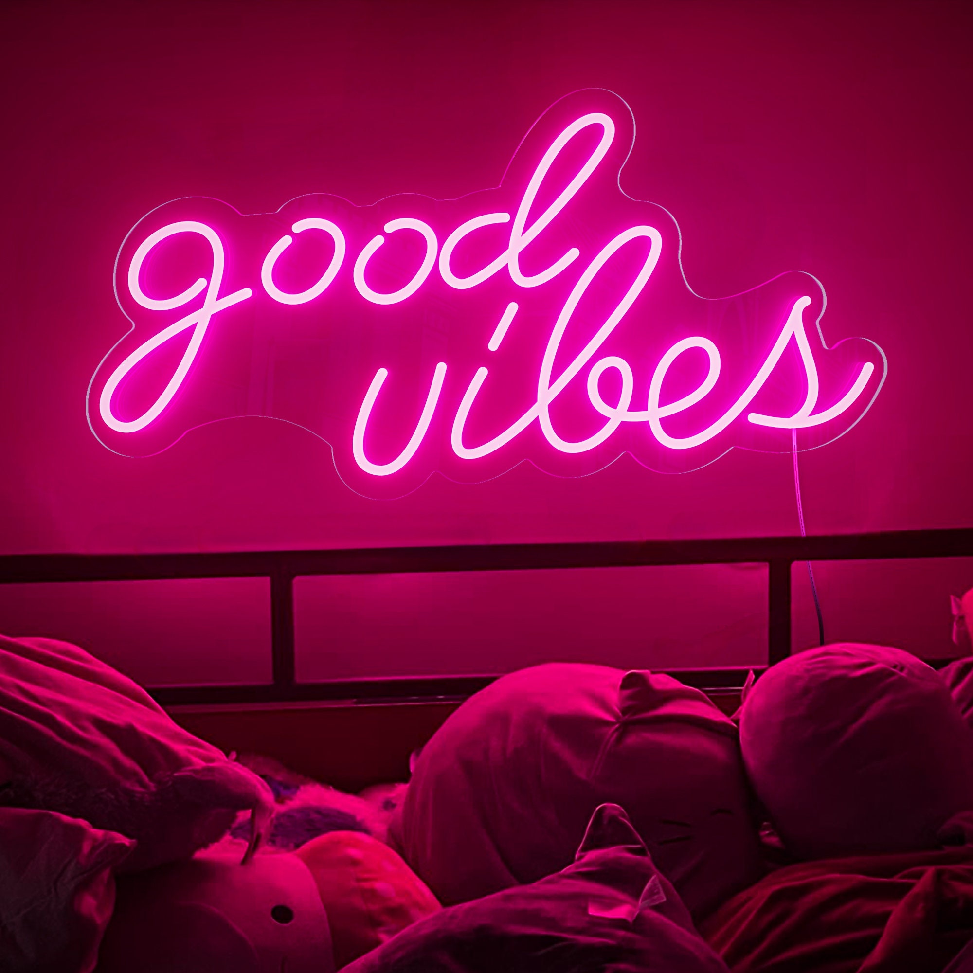 Good Vibes Neon Sign,Led Neon Sign,Neon Lights for Bedroom, Neon Wall Signs,Game Room Neon Light,Gifts For Her,Night Light For Kids