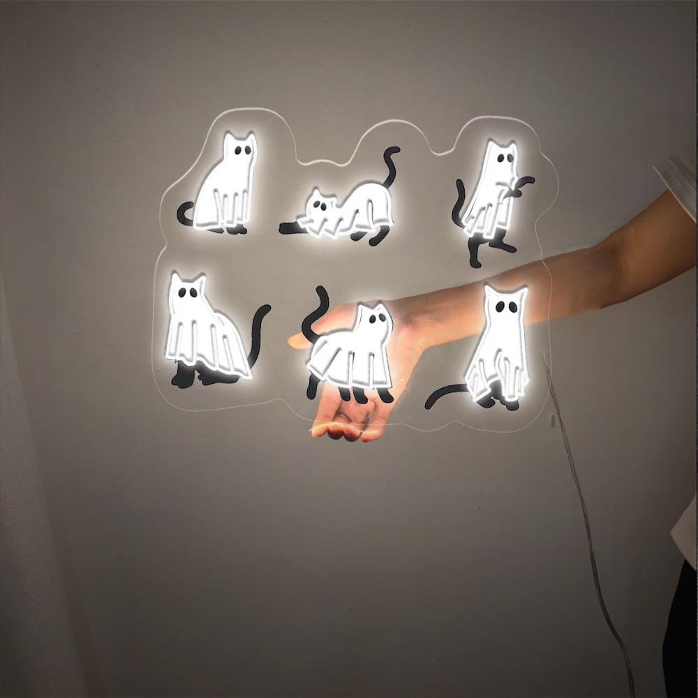 Halloween Neon Sign, Cat Neon Led, Ghost Neon, Halloween Neon, Cool Halloween Cat Neon, Cat Lover Neon, Black Cat Neon, 2024 Spooky Seas