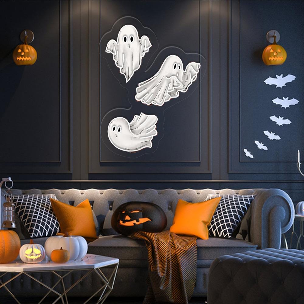 Cute Ghost Neon Sign Gifts, Funny Spooky Neon Sign, Womens Ghost Neon Led, Spooky Season Gifts, Halloween Party Neon Sign, Fall Ghost Neon