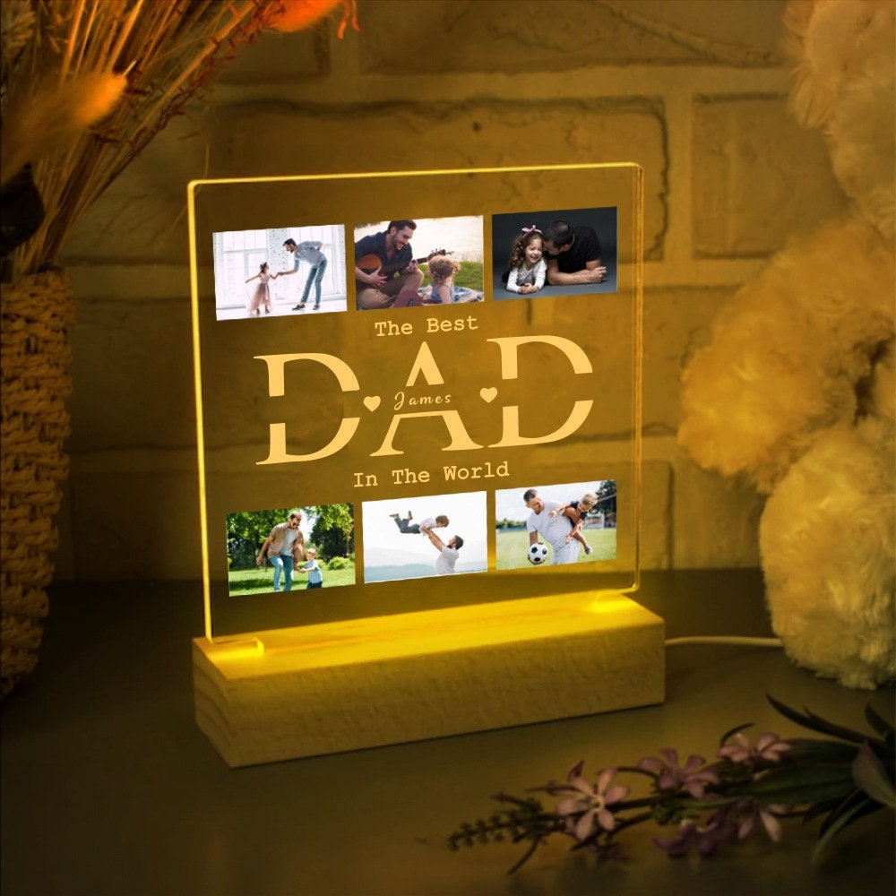 Personalized Dad Photo Gifts, Gift for Dad, Best Dad Ever, Fathers Day Gifts, Personalized Gifts, Bedroom Night Light, Dad Personalized Gift