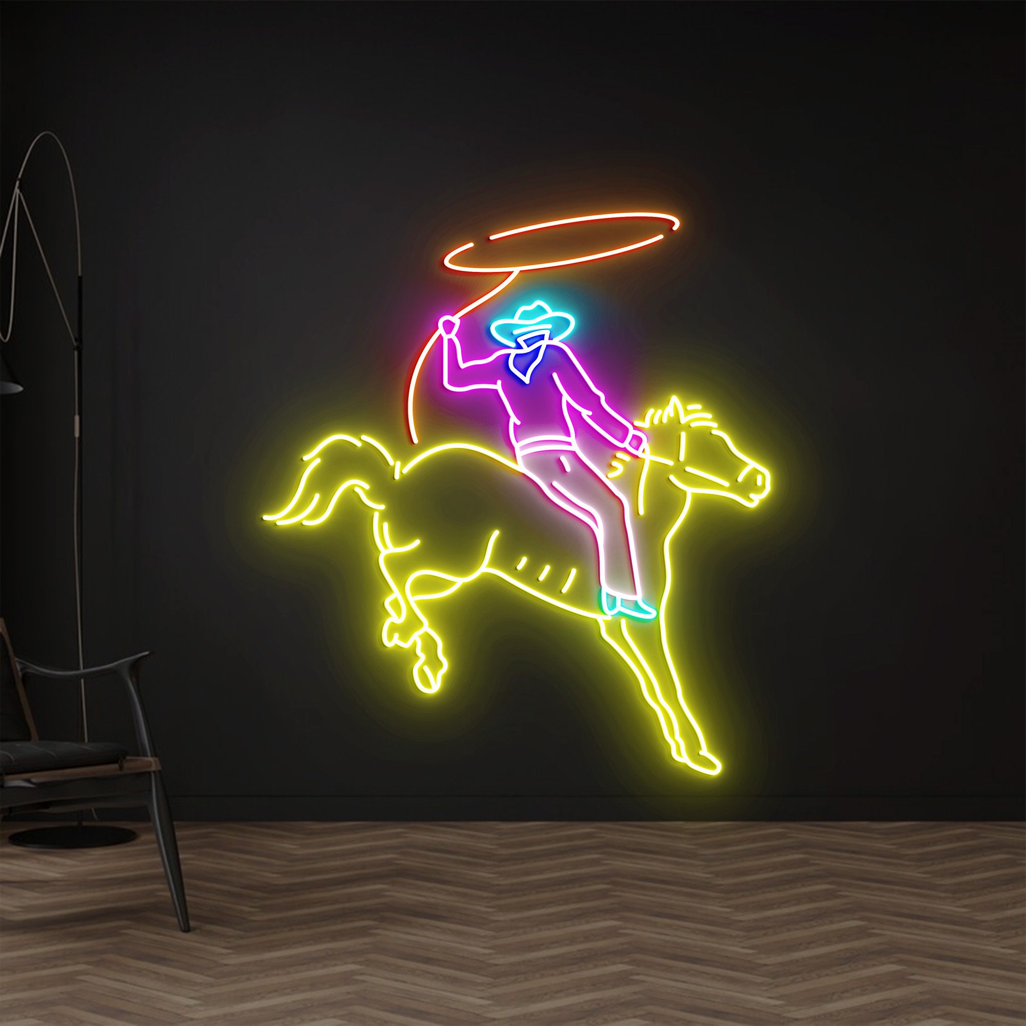 Custom Rodeo Neon Light, Neon Sign Light Decor, Cowboy Rides Horse Neon Light, Bedroom Neon Lights, Horse Led Light, Wall Decoration