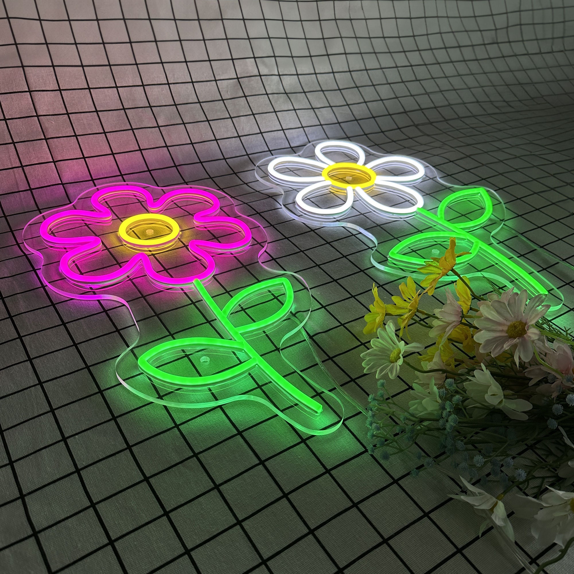 Flowers Neon Light, Neon Sign Light Decor, Led Flower Wall Backdrop, Bedroom Neon Lights, Flower Sign Led Light Wall Art Decor