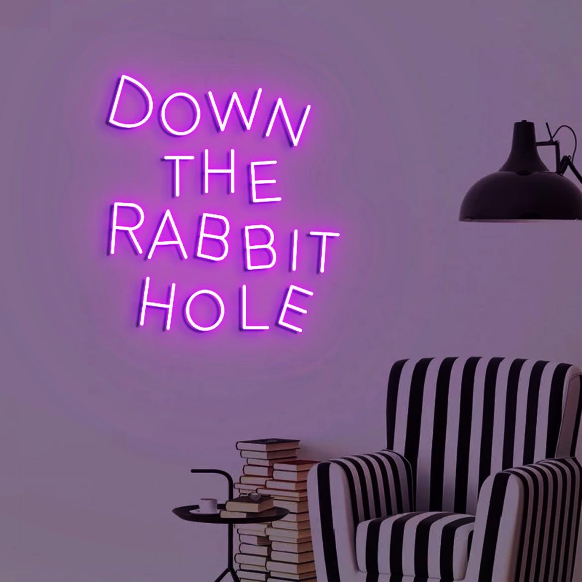 Down the Rabbit Hole Neon Light, Wonderland Themed Party Backdrop, Rabbit Hole Sign, Wonderland Sign Backdrop Decor