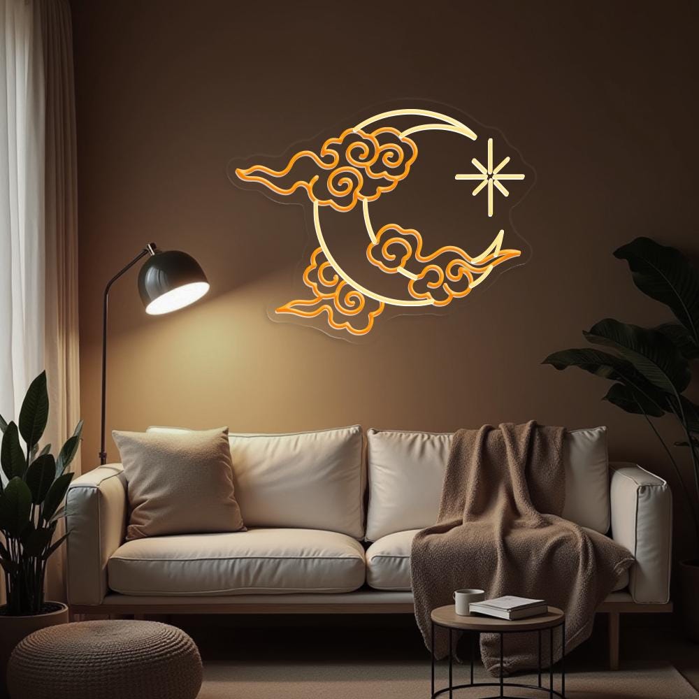 Moon Cloud Star Led Neon Sign, Moon Cloud Neon Sign, Kids Room Decor, Handmade Neon Gifts Sign, Moon Cloud Neon Wall Art, Custom Neon Sign