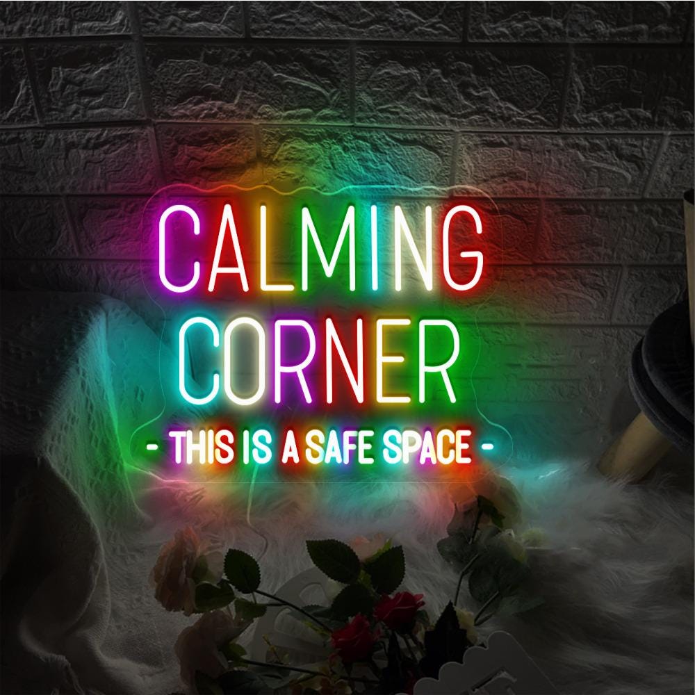 Calming Corner Neon Sign Decor, Classroom Educational Neon Sign Decor, Classroom Decor Pastel Rainbow Neon, Book Nook Library Neon Decor