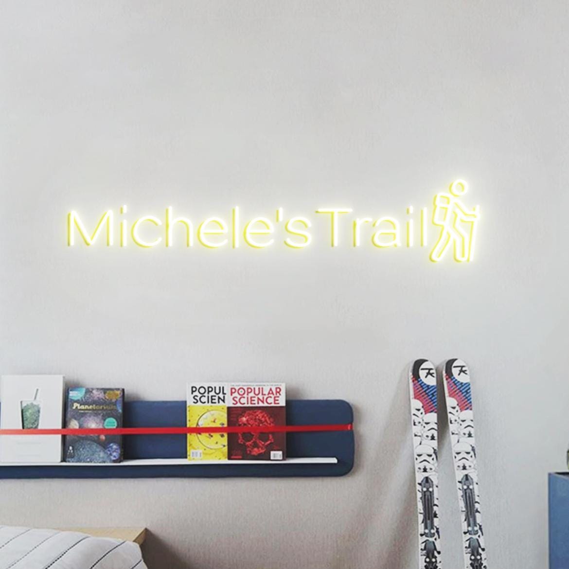 Customized Trail Neon Sign, Personalized Hiking Trail Sign, Trail Sign for Hiking lover, National Park Wall Decoration Hiking Sign