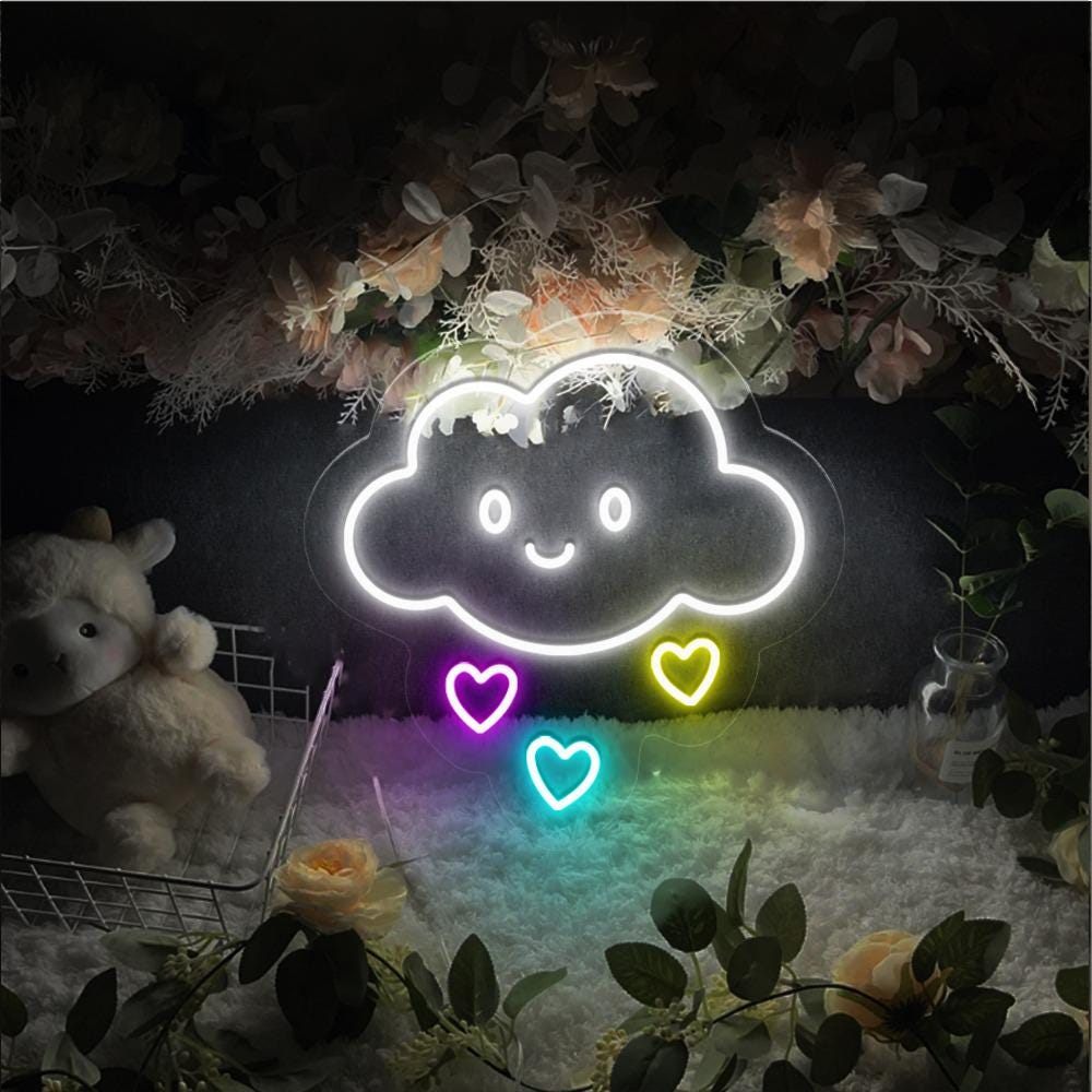 Girl Cute Wall Art, Nursery Neon, Cloud Neon, Cloud Decor, Cloud Art, Cloud Wall Art, Neon Sign Cloud, Kid Room Decor, Nursery Wall Art Gift