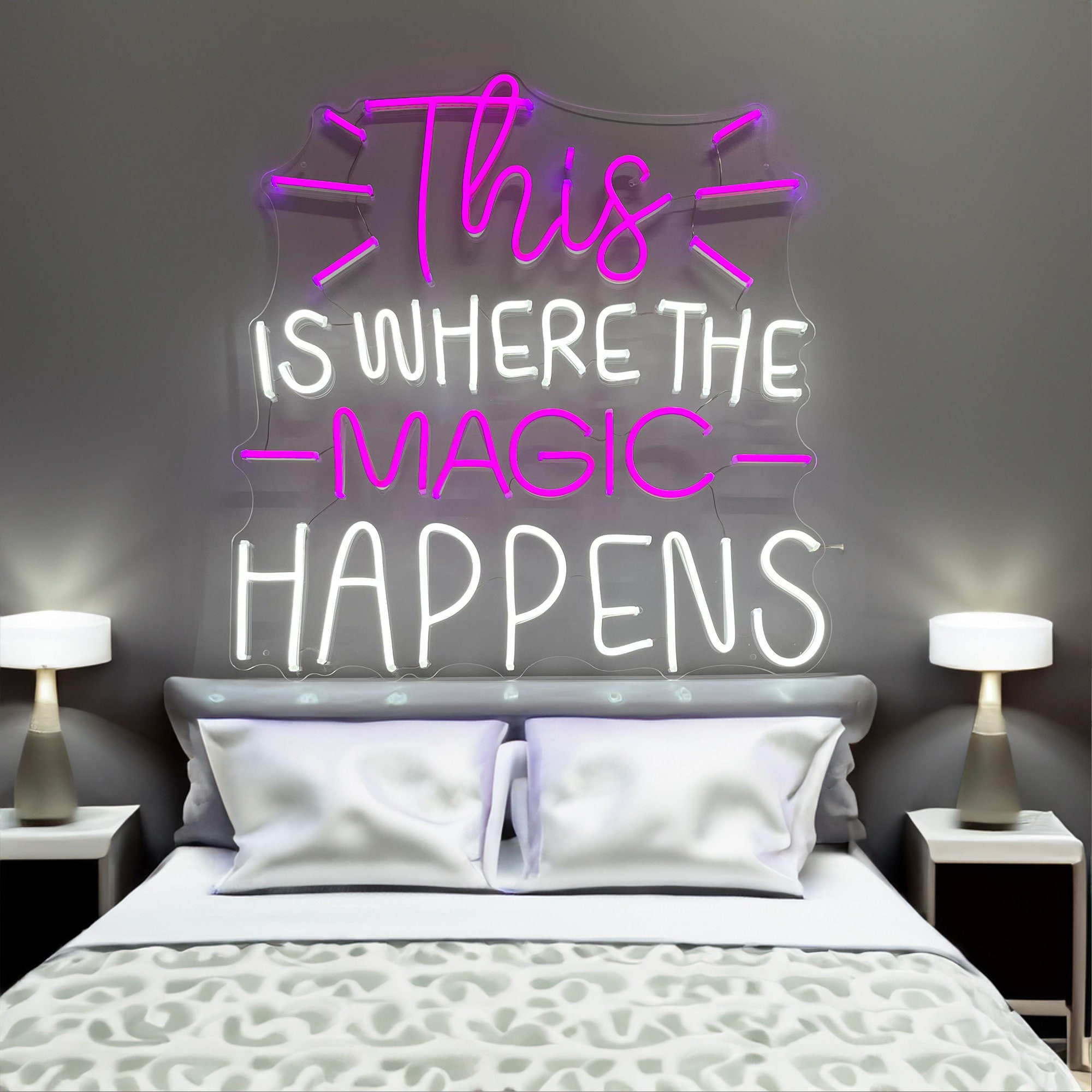 Neon Sign This is where the Magic Happens | Neon Sign Custom | Custom Neon Light | Neon Sign Art | Neon Sign Wall Decor | Neon Sign Bar