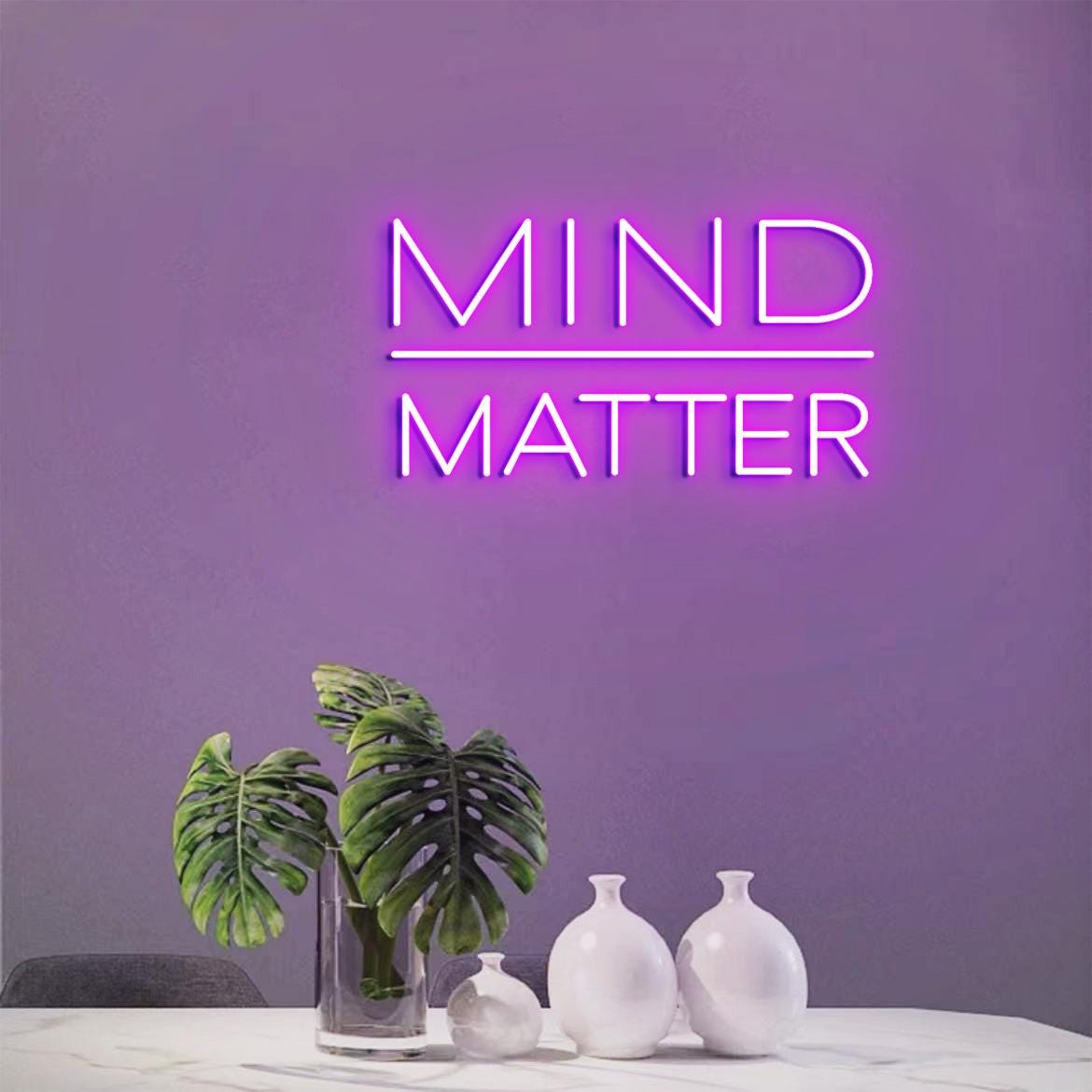 Mind Over Matter Neon Sign, Mind Over Matter Gym Motivational Signs, Office Gym Wall Signs, Gift for Home Gym Idea, Workout Room Signs