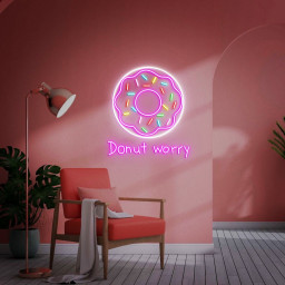 Donut Led Neon Light, Donut Worry, Donut Wall Decor, Donut Shop Decor, Donut Food Wall Art