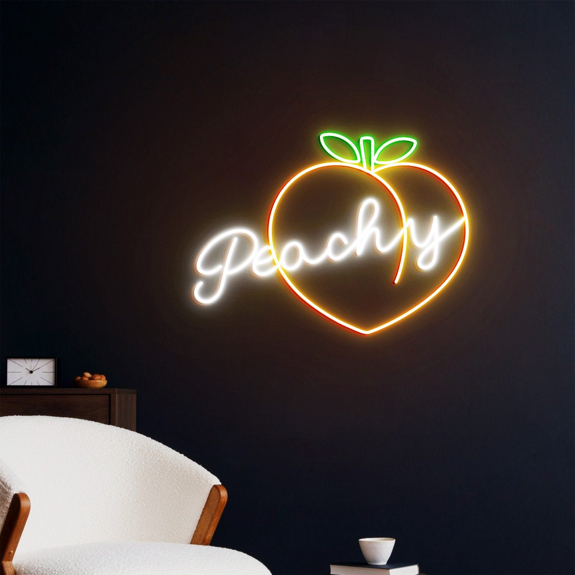 Peachy Neon Sign, Just Peachy, Peachy Sign, Peach Wall Decor, Neon Wall Sign