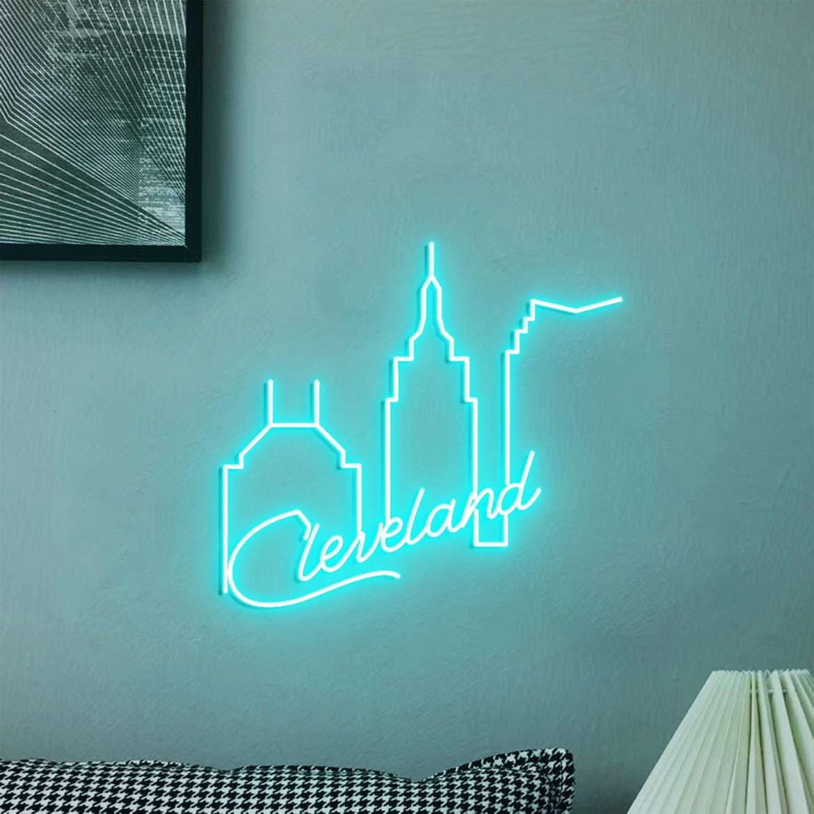 Cleveland Skyline Neon Sign, Cleveland Home Decoration, Cleveland City Wall Art, Cleveland Wall Office Decoration, Cleveland Loves Gifts
